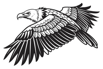 Majestic Eagle Soaring High A Symbol of Freedom and Power A Bold Black and White Illustration