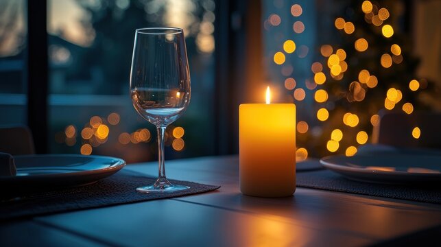 Cozy evening dinner setting