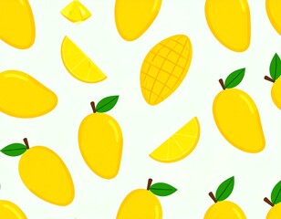 Mangoes and lemon slices pattern