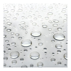 Close up of water droplets on a surface isolated on transparent background