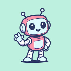 2d flat illustration of a cute robot