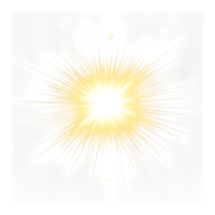 Bright yellow starburst explosion with light rays isolated on transparent background