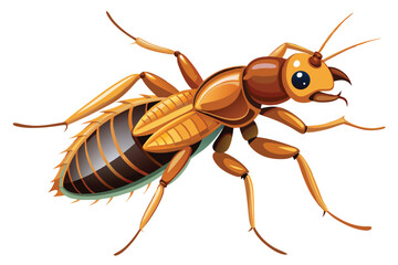 Detailed Cartoon Illustration of a Winged Insect Creature with Intricate Markings and Anatomy Displayed in a Vivid and Engaging Style