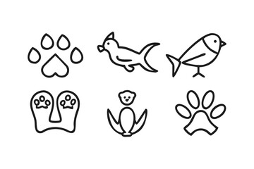 Animal paw prints and birds vector illustration