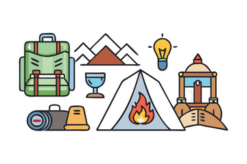Camping and outdoor adventure vector illustration