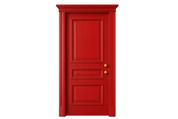Obraz premium Vintage red wooden door featuring golden doorknob, representing transition, opportunity, and potential gateway between life stages
