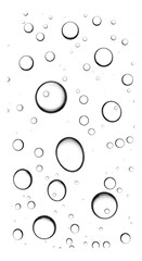 Close up of water droplets on a dark surface isolated on transparent background