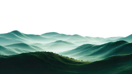 Misty Mountain Range, isolated on transparent background