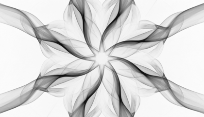 PNG black smoke forming an abstract flower with curling petals, artistic and mystical, perfect for fantasy, floral design