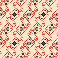 The abstract pattern with bright beige texture background and florals pattern in vertical wavy stripes can be used for fabric textile home or other wall decoration.