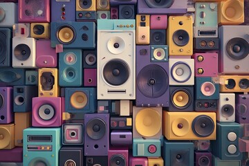 Colorful speaker collage