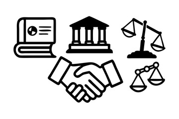 Vector art of law and justice icons set