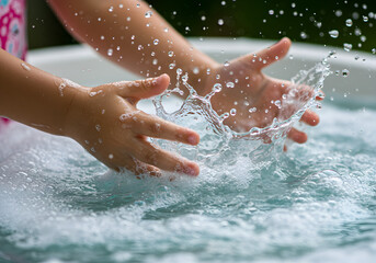 Fototapeta premium Child splashing water play