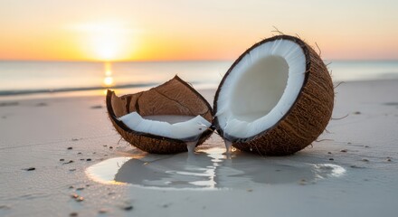 Sunset Beach Coconut: Tropical Delight Spilling Milk