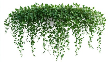 Fototapeta premium Hanging ivy planter, lush greenery, isolated on white, nature backdrop