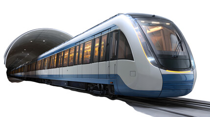 Naklejka premium Modern high-speed train in tunnel 3d rendered, isolated on transparent background
