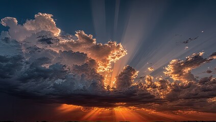 Dramatic sunset sky with clouds