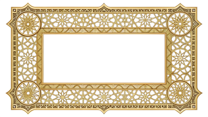 A vintage gold ornate frame with intricate patterns, perfect for adding a touch of elegance to any design isolated on transparent background