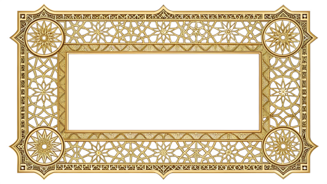 A vintage gold ornate frame with intricate patterns, perfect for adding a touch of elegance to any design isolated on transparent background