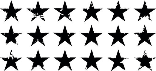 Grunge Star Vector Set (18 Variants) – Rough Style Decorative Elements