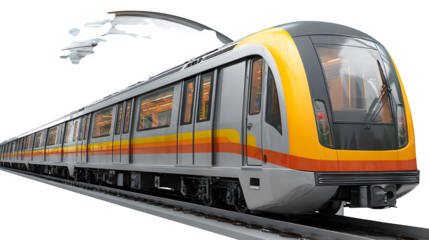 Modern Subway Train 3d rendered, isolated on transparent background