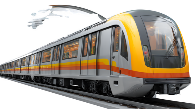 Modern Subway Train 3d rendered, isolated on transparent background