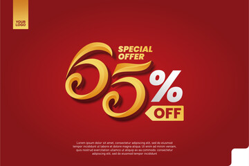 65 Percent Off Sale Promotion Label with Red Chat Bubble