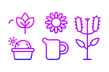 Vector art of gardening icons with gradient color