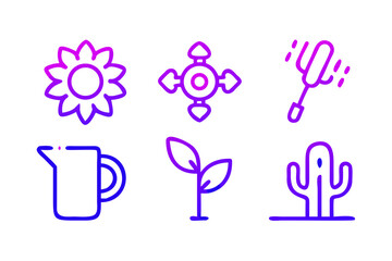 Vector art of gardening plants and tools icons