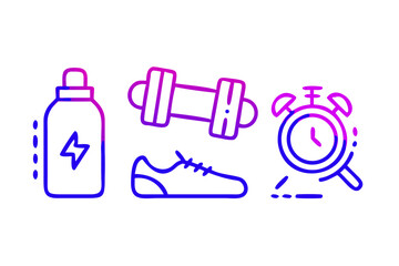 Vector art of outline illustration of sport and fitness equipment