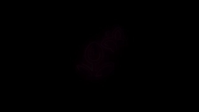 Glowing Neon Flower and Butterfly Icon Animation.Glowing Floral Butterfly Icon for Digital Projects.Elegant Neon Nature Animation &ndash; Flower and Butterfly