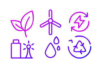 Vector art of set of green energy and ecology icons