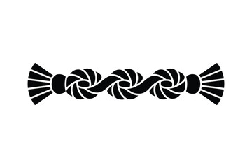 Decorative horizontal rope knot border with fan shaped ends in silhouette © tarek