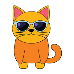 Cute Grumpy Cat Wearing Sunglasses Cartoon Vector Illustration