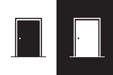 Door closed icon illustration element design. black glyph icons
