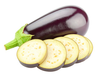 Eggplant with Cross-Section Slices – Fresh Vegetable Cutout PNG