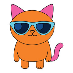 Cute Grumpy Cat Wearing Sunglasses Cartoon Vector Illustration
