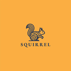 Squirrel jump logo vector icon illustration