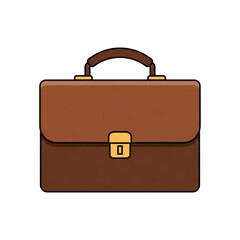 Classic brown leather briefcase with golden latch and handle iconic business professional accessory transparent background