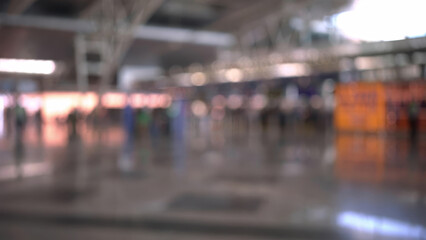 Fototapeta premium Inside international airport during busy travel time