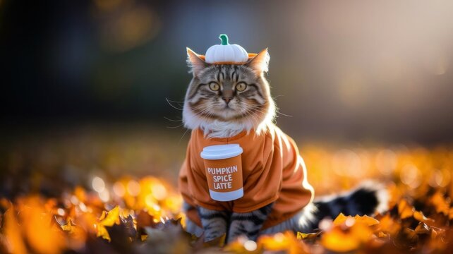 Cat in costume, Halloween pets concept