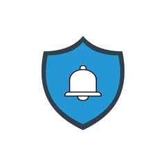 Blue Shield with Bell Icon Vector - Alert Security Symbol, Notification Protection Emblem