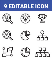 Innovation & Data Icon Set – Minimalist Line Vector Collection for Business Strategy, Analytics, and Workflow Design