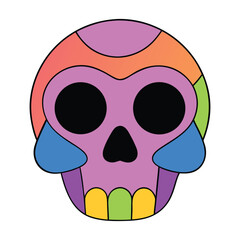 Colorful Skull Vector Illustration Cartoon Artwork, Bright and Vibrant Skull Design Vector Art