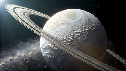 Crystal Ring Planet, luminous surface, detailed textures, sci-fi style