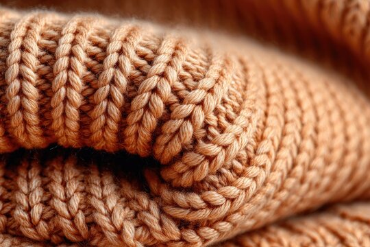 Closeup of warm, tan knit fabric
