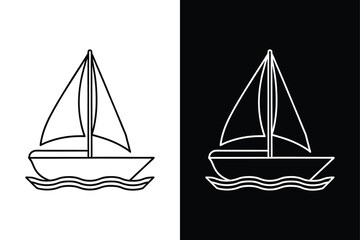 Sailboat Line Art Icon. Minimalist Single Line Vector Drawing on White Background