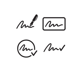 Handwriting of signature logo silhouette