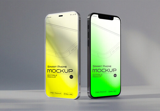 Two Isolated Mobile Phone Screen Mockup