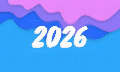 Vibrant paper cut background with 2026 number for new year celebration
